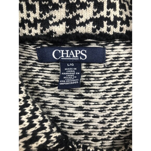 CHAPS Womens Sleeveless Cardigan Sweater Vest Large Black Check Cotton - Picture 5 of 9